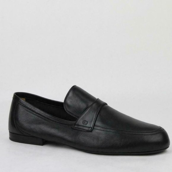 NEW  Gucci Black Men\'s Leather Loafer Gg Logo Size 7